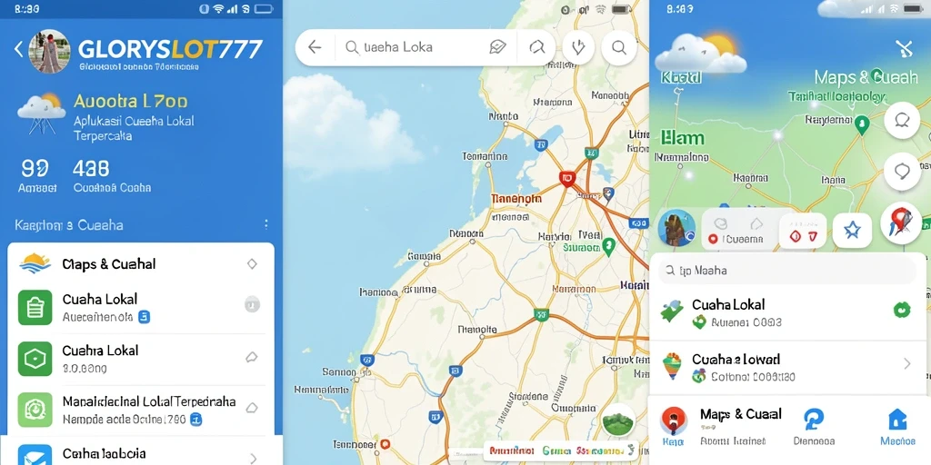 Antarmuka aplikasi GLORYSLOT777 menampilkan informasi cuaca lokal secara jelas.