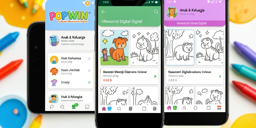 Tampilan antarmuka aplikasi POPWIN yang menarik untuk mewarnai.