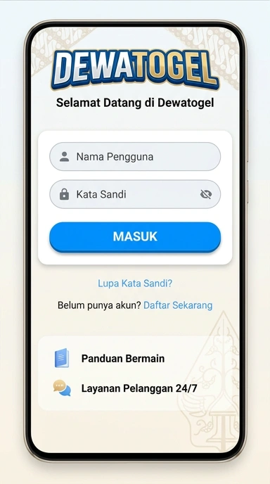 Tampilan halaman login dewatogel